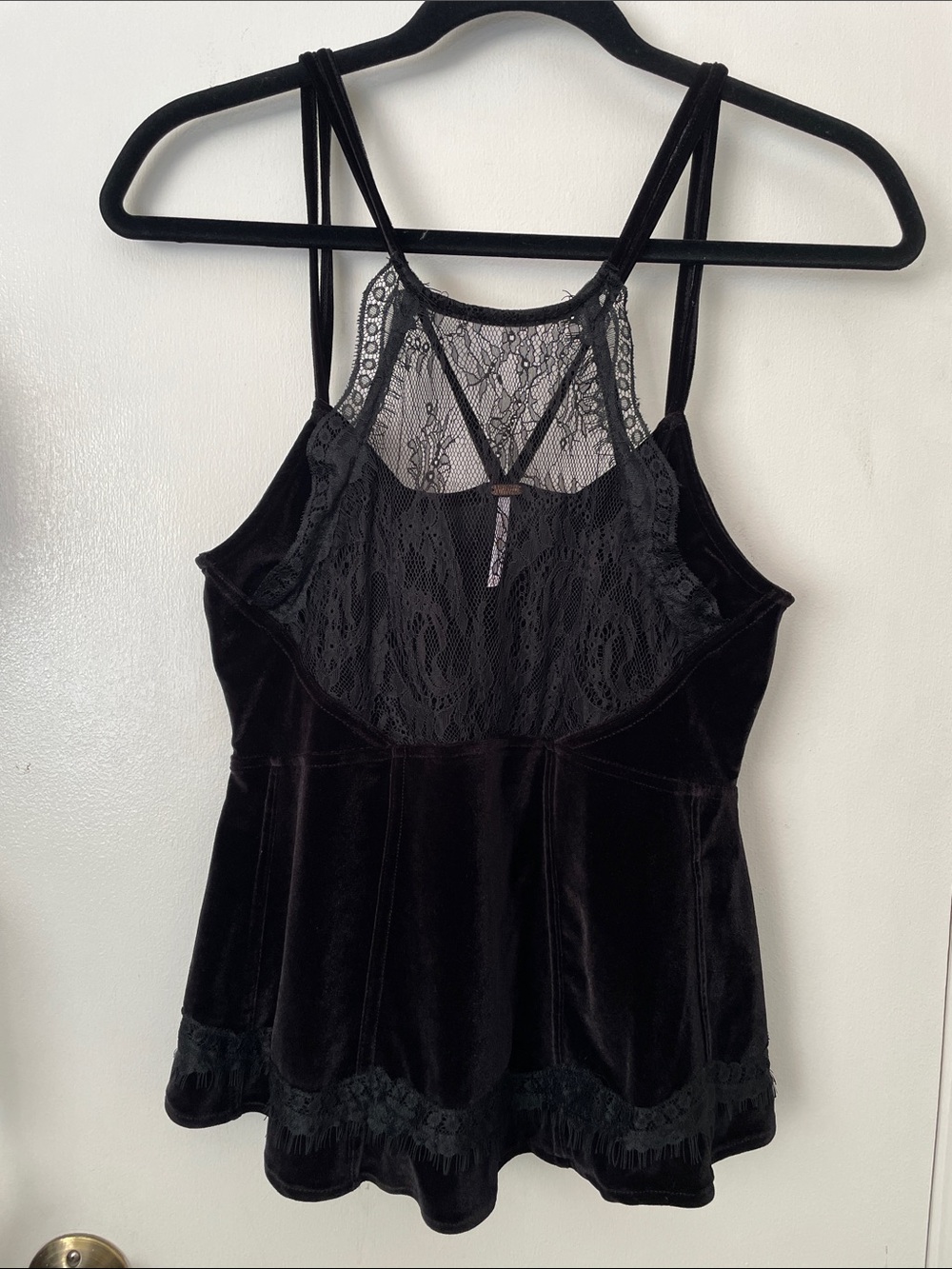 Free People Black Velvet Lace Camisole Top